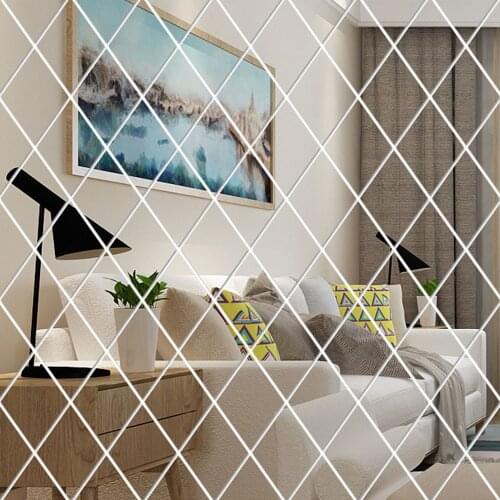 58Pcs 100x100cm 3D Mirror Wall Stickers DIY Acrylic Diamond Shape Mirror Sticker for TV Background Living Room Home Decor Hot