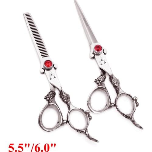 5.5 6 440C Hair Scissors Professional High Quality Barber Scissor Thinning Hairdressing Scissors Cutting Shears Hairdresser 9007