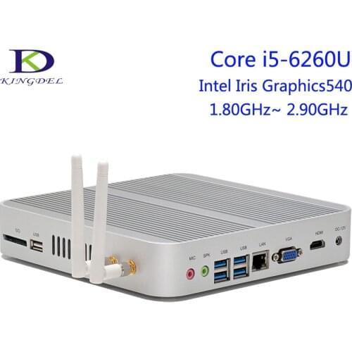 [6th Gen. Core i5-6260U] Kingdel Fanless Mini PC,Micro Computer,HTPC,Intel Iris Graphics540,HDMI+VGA+USB3.0,300M Wifi,Windows10