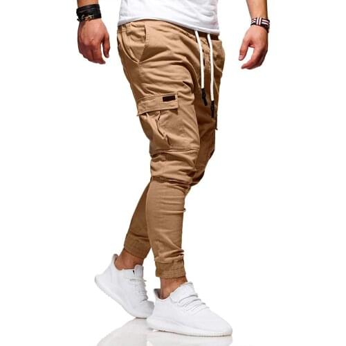 Cargo Men Pants Gyms joggers Outdoor Casual Elastic Sweatpants Pencil Pants Drawstring Regular Trousers
