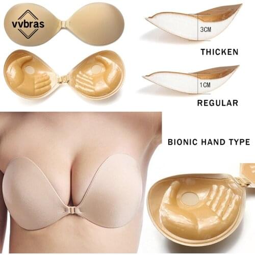 Vvbras Adhesive Invisible Bra Silicone Strapless Women Bra Sticky Bralette Underwear Lingerie Super Push Up Non Slip Plus Size