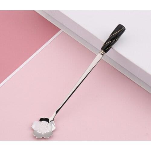 Tea Spoons Stainless Steel Cutlery Unique Desserts Cake Ice Cream Spoon Long Handle Coffee Spoons with 3 Colors 2 Styles