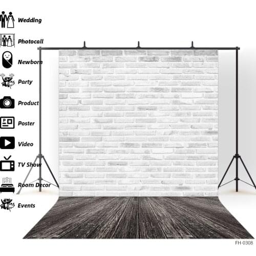 Brick Wall Dark Wooden Floor Backdrop Props Baby Shower Portrait Pet Photography For Photo Studio Background Children Photophone