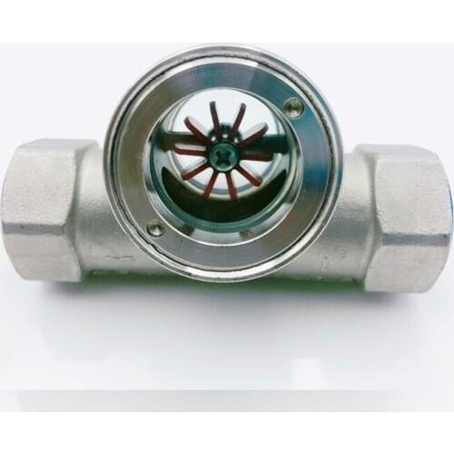 1PC Impeller Flow Indicator 304 Stainless Steel 2" BSP Female Eccentric Type Window Sight Flow Indicator With Impeller 2.5 Mpa