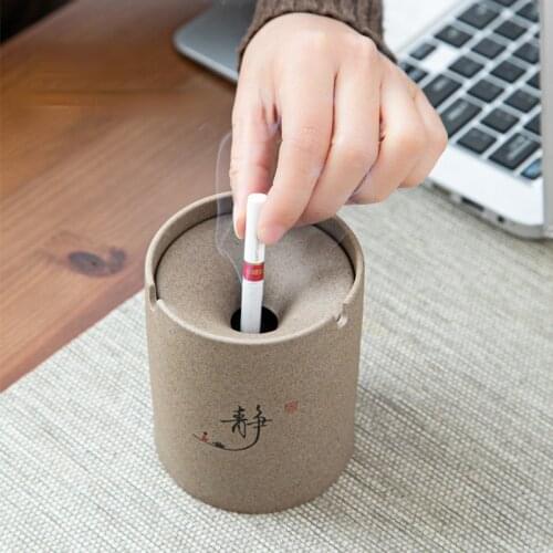 Ceramic ashtray creative personality fashion windproof trend home tea ceremony with cover size office living room home