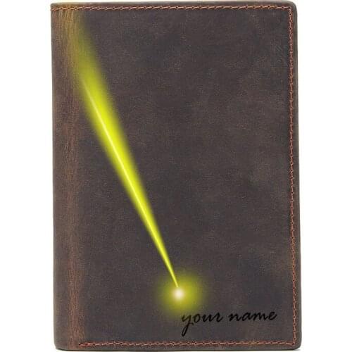 Free name logo picture engraving top layer passport wallet card holder 14.5x10cm