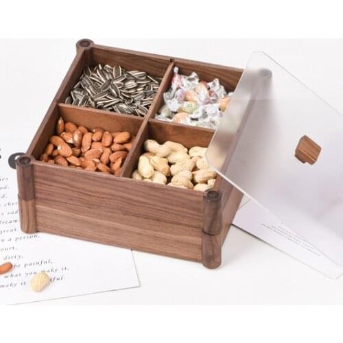 Creative Solid Wood Dried Fruit Box with Lid Candy Snack Storage Box Kitchen Storage Supplies Desktop Decoration