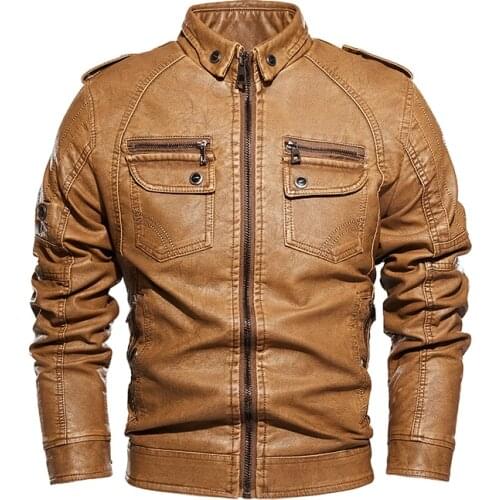 Leather Jacket Coats Men Turn Down Collar Motorcycle Mens Bomber Jackets Faux Casual Male Pilot Pu Leahter Coat Cargo Flight