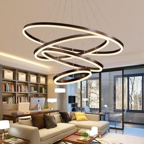 Simple Led Modern Chandelier Lighting Lustre Acrylic Ring Chandeliers 110V 220V Lamps For Home Living Room