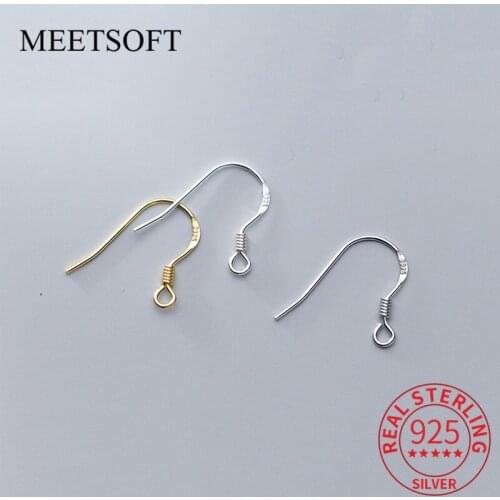 MEETSOFT Classic 925 Sterling Silver Semi finished color Flat Earring hook of DIY handmade Fine Jewelry wholesale Accessory