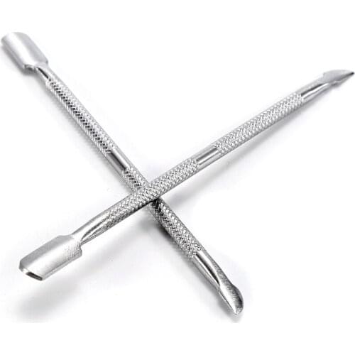 Fashion Design Double Head Stainless Steel Cuticle Nail Pusher Manicure Tool Dead Skin Push for Nail Women Men Hot TSLM2