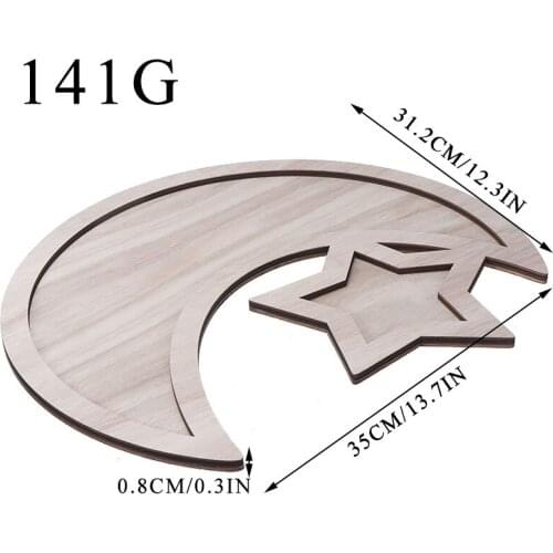 Muslim Wooden Eid Mubarak Tray Ramadan Trays Table Decor Dessert Pastry Accessories Party Food Cake Display Holder Tableware