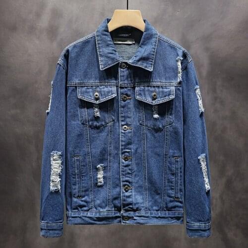 Classic Style MenS Ripped Denim Jacket 2021 Autumn New Business Casual Loose Jean Top Male High-End Brand Trendy Fashion Coat