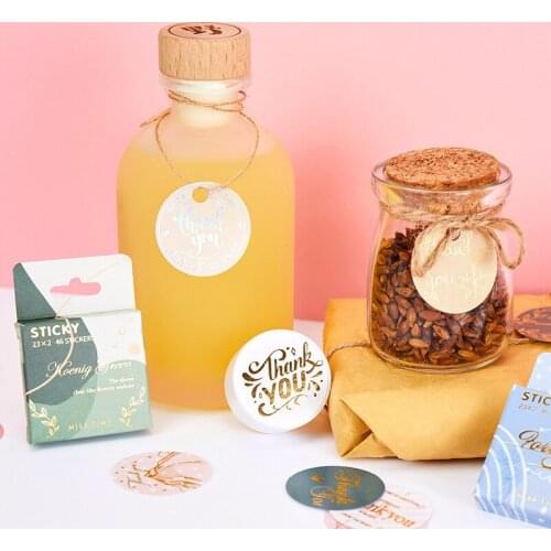 46Pcs/Box Multicolor Series Thank You Stickers Aesthetic Stickers Decorative Diary Round Paper Stickers For Children Stationery