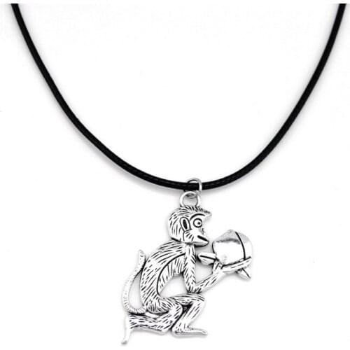 New Fashion Cute Girls Monkey Necklaces Pendants For Women Vintage Leather Chain Necklace Jewelry Female Party Gift