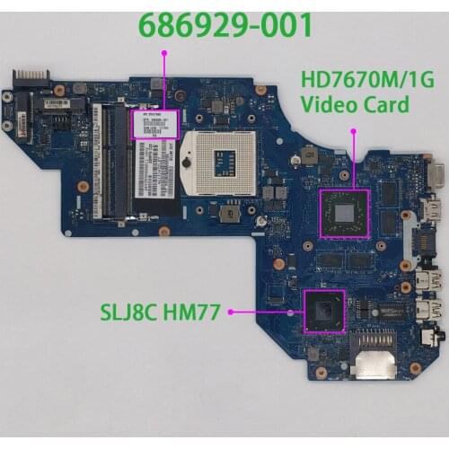 Genuine 686929-001 QCL50 LA-8711P w 7670M/1G HM77 Laptop Motherboard Mainboard for HP M6 M6-1000 Series M6T-1000 NoteBook PC
