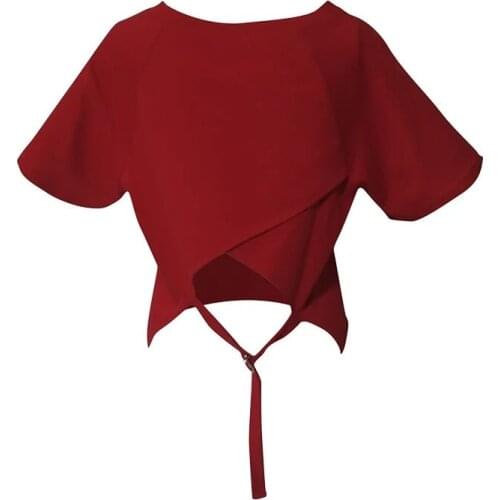 MUMUZI Sexy Crop Top Women short design t shirts Tops Solid color Camisole Female Ladies short sleeve back open Tops