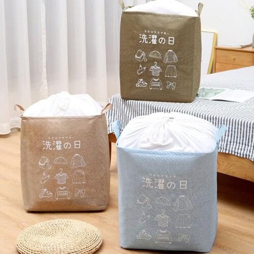 Collapsible Beam Storage Basket Clothes Toy Sundries Sorting Bag Household Container Large Capacity Waterproof Cotton and Linen