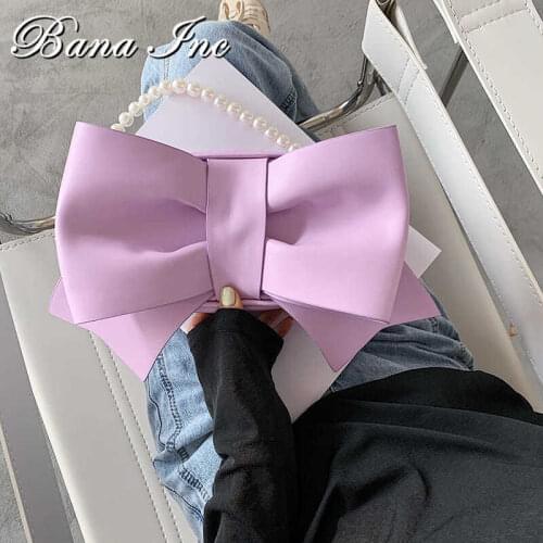 Big Bow Pearl Tote Bag 2021 Fashion New High-quality PU Leather Womens Designer Handbag Elegant Female Shoulder Crossbody Bag