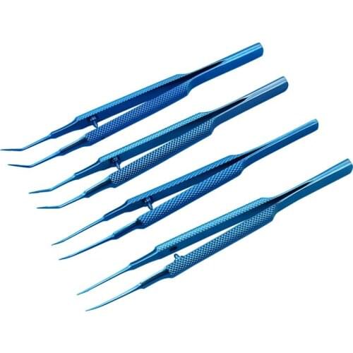 Fine tweezers straight with teeth hook platform double eyelid Ophthalmic microtweezers titanium alloy