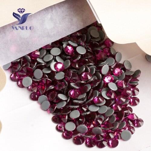 YANRUO 2058HF SS20 4.6-4.8mm Fuchsia Iron On Glitter Crafts strass hotfix rhinestones cristal transfer thermocollants vetement