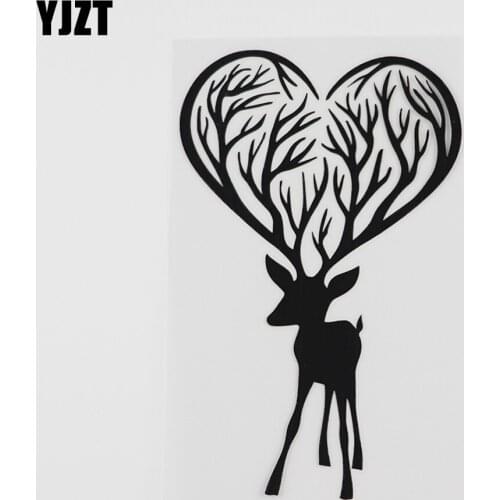 YJZT 10.1CMX16CM Interesting Forest Elk Decal Vinyl Car Sticker Black/Silver 8A-0143