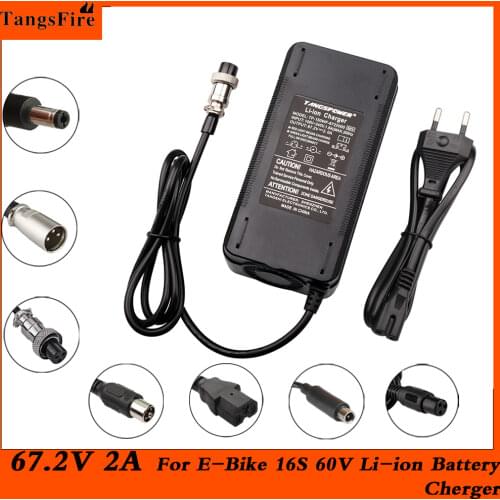 TANGSPOWER 67.2V 2A lithium battery charger For e-bike 16S 60V li-ion battery pack Wheelbarrow electric bike Charger With fan