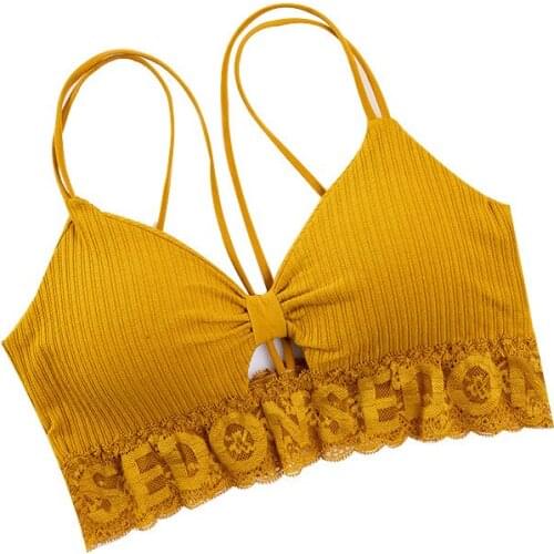 Threaded Camisole Female Shoulder Straps Cross Beautiful Back Wrapped Chest Lace Gathered Tube Top Sports Bra Underwear Female