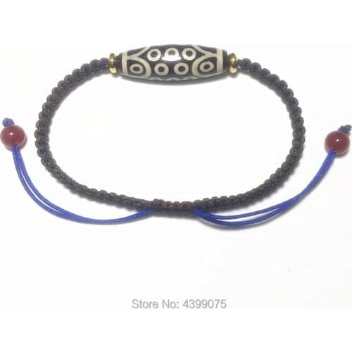 New China 10*30mm 21eyes agate DZI female bracelet handmade woven jewelry rope diamond knot safety knot ladies Free Shipping