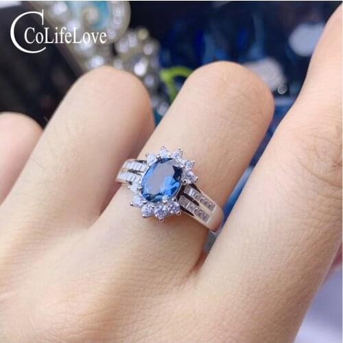 CoLife Jewelry 925 Silver Topaz Ring for Office Woman 6*8mm Natural Topaz Silver Ring Sterling Silver Topaz Fine Jewelry