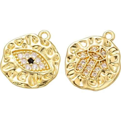 ZHUKOU 13x14mm brass round eyes and palm crystal pendant for women necklace earrings jewelry Accessories model:VD563