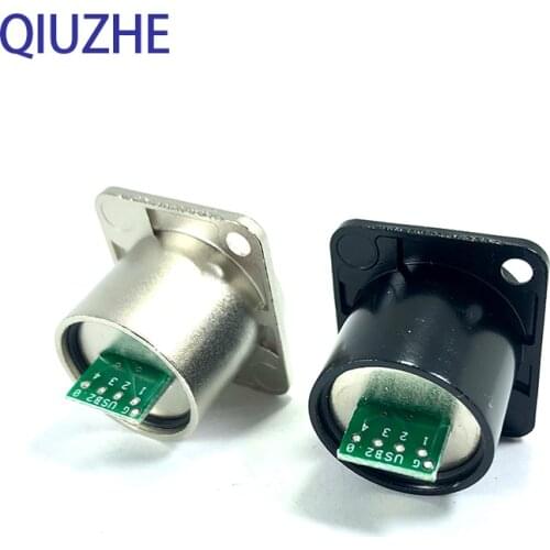 1PC D-Type USB-2.0 Soldered Wire Data Socket Circuit Board PCB Module 86d Type Cabinet Panel Fixing AUSB-H