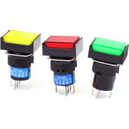 3 Pcs DC 24V Momentary NO NC Neon Light Rectangle Pushbutton Switch