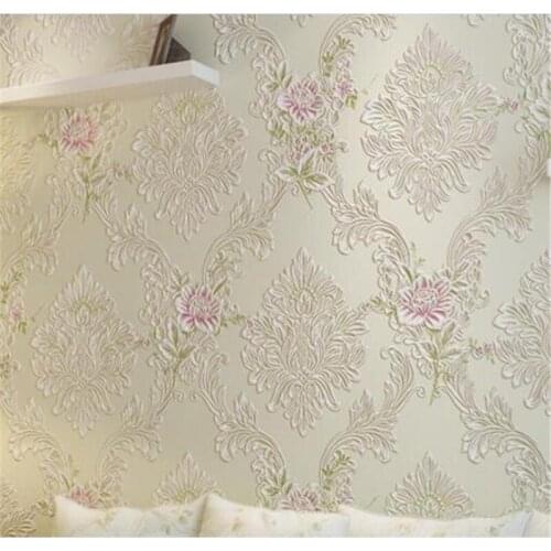 Beibehang Continental Garden Damascus 3D Stereo Floral Flower Non - Woven Wallpapers Living Room Bedroom Restaurant Background