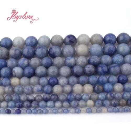 4,6,8,10,12mm Faceted Round Beads Ball Blue Aventurine Stone Beads For DIY Necklace Bracelets Jewelry Making 15" Free Shipping