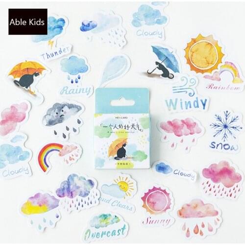46pcs/pac Fresh Weather Adhesive Stickers Decorative Scrapbooking Diary Album Stick Label Paper Decor