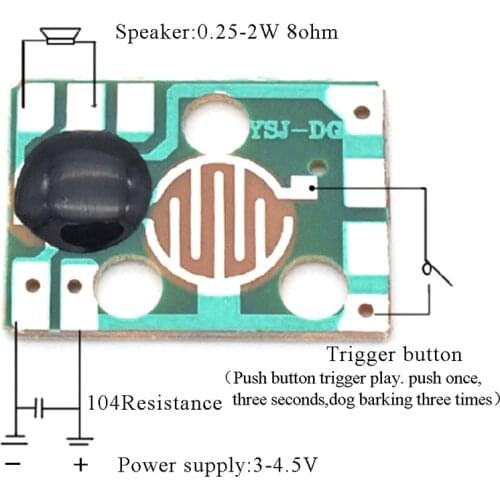 5PCS a Set Sound Module Trigger Dog Animals Barking Music Chip 3V Yelp Voice Module for DIY/Toy Brand NEW