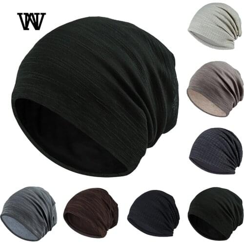 7 Color Striped Skullies Beanies for Men Women Hat 2019 Spring & Autumn Breathable Turban Hat Cotton Pile Cap Skullcap TTM-CZX7