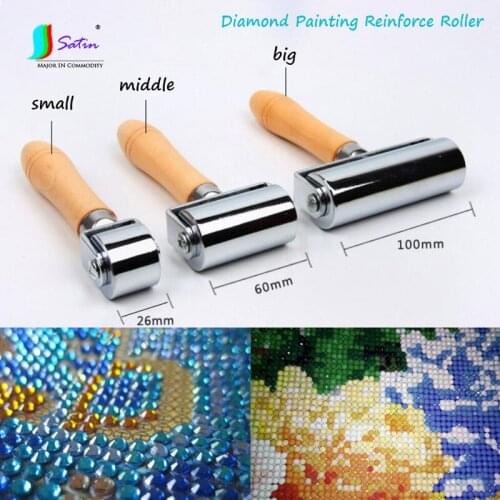 Diamond Painting Tool Reinforce Roller,width 26/60/100mm Diamond Draw Compaction Diy Wooden handle Roller S0882L