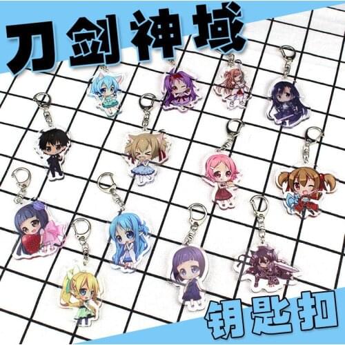 Anime Sword Art Online Kirito Asuna Two Sided Acrylic Keyring Keychain Key Chain 6cm