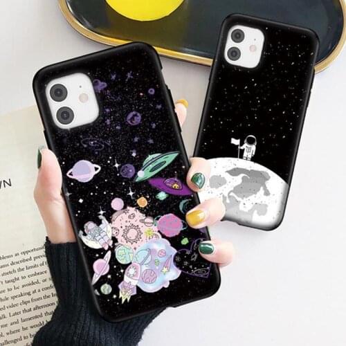 Moskado Astronaut Star Pattern Phone Cover For iPhone 12 11 Pro Max X XR XS Max 5 6 7 8 7Plus Soft Silicone TPU Back Cases Cover