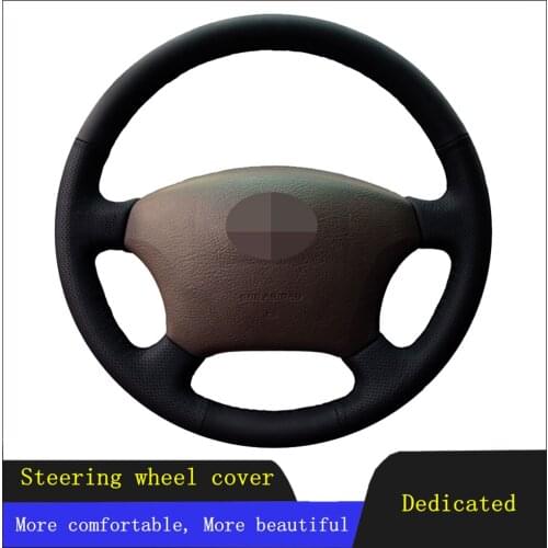 DIY Car Accessories Steering Wheel Cover Black Hand-stitched Breathable Genuine Leather For Toyota Land Cruiser Prado 120