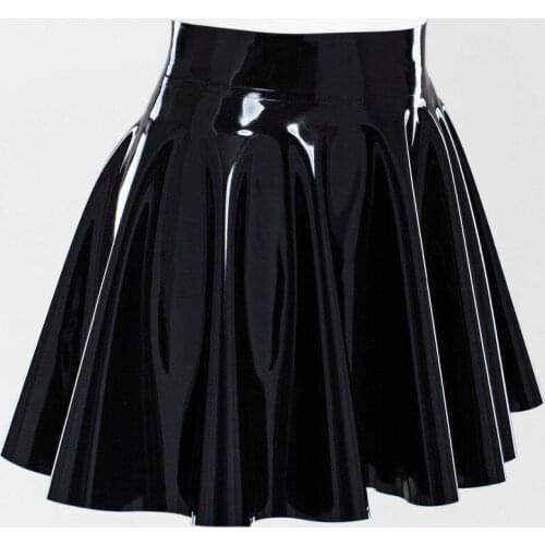 Handmade Black Latex Mini Skirt Sexy Gummi Summer Mini Rock Dancewear Women Latex Rubber Dresses