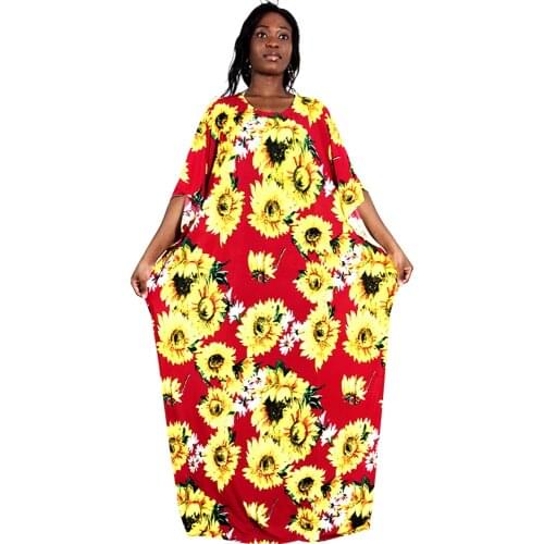 Floral Print Autumn Dashiki African Dresses For Women Long Muslim Dress Plus Size Traditional Ladies Clothes Femme Robe