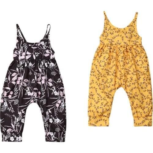 Infant Toddler Cotton Flower Romper Jumpsuit Playsuit Clothes Kids Girls Sleeveless Rompers Outfit Sunsuit Overalls Clothing