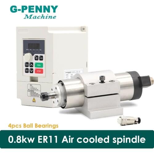 Sale ! 220V 800W ER11 CNC Air Cooled Spindle Motor 65mm Air Cooling 4 Bearings CNC Motor & 1.5kw QL VFD inverter & 65mm Bracket
