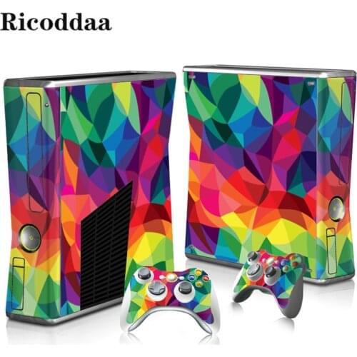 Colorful Design Vinyl Sticker For Xbox 360 Slim Console+2 Controller Skins Cover Jogo For Microsft Xbox 360 Slim Accessory