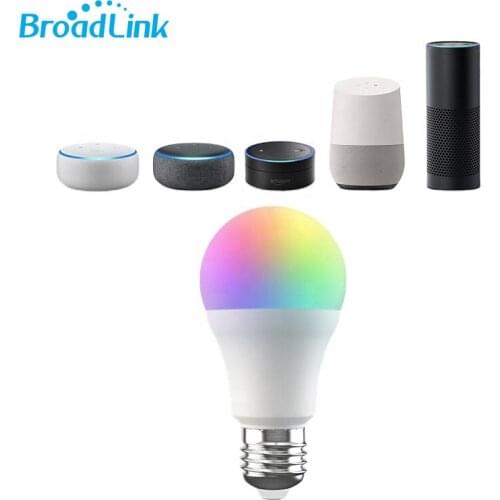 Broadlink LB26 R1 Wifi Light Bulbs RGB Dimmable Warm Light Remote Control 110V Smart Home Light Alexa Google Voice Control