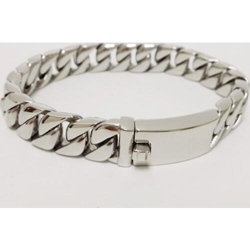 Mens Bracelet Curb Cuban Link Chain 316L Stainless Steel Bracelet For Male Jewelry Gift Dropshipping Wholesale 12mm