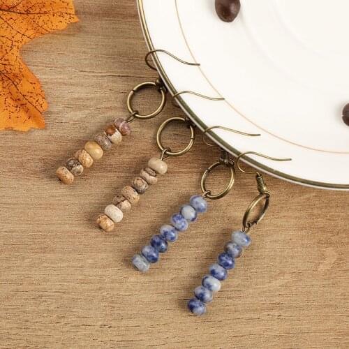 New Fashion Bronze Earring Handmade Natural Beads Stone Dangle Long Lady Earrings for Women Jewelry